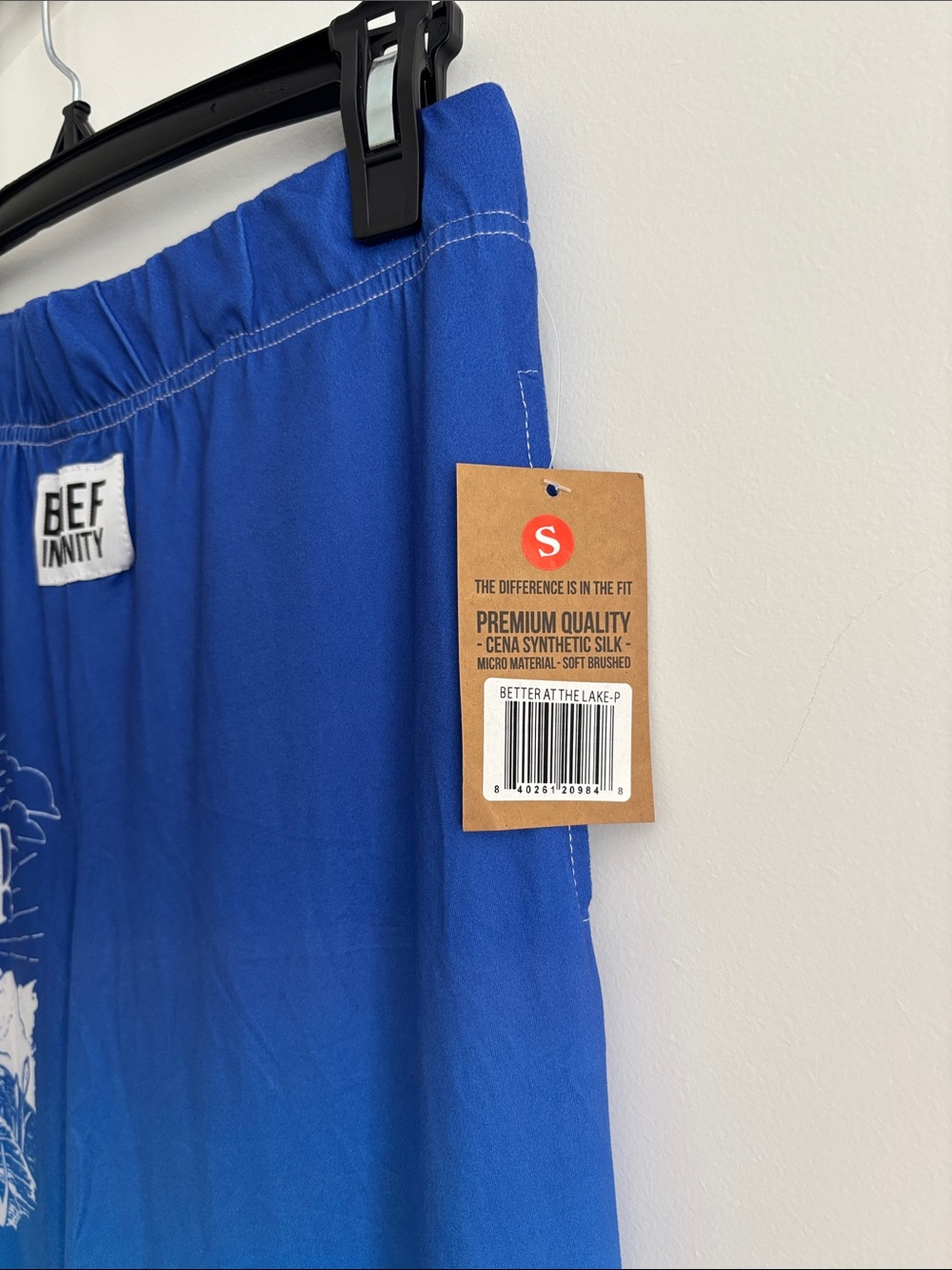 Brief Insanity Life Is Better at the Lake Lounge Pants Unisex Small Blue White - Picture 6 of 7